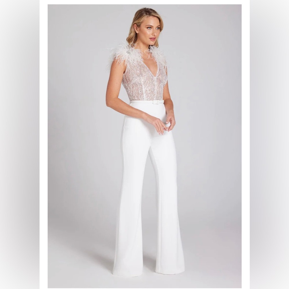 Nadine Merabi Elissa White Jumpsuit Size Small